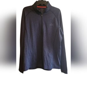 L L Bean Blue Half-Zip Pullover Subtle Stripe Pattern